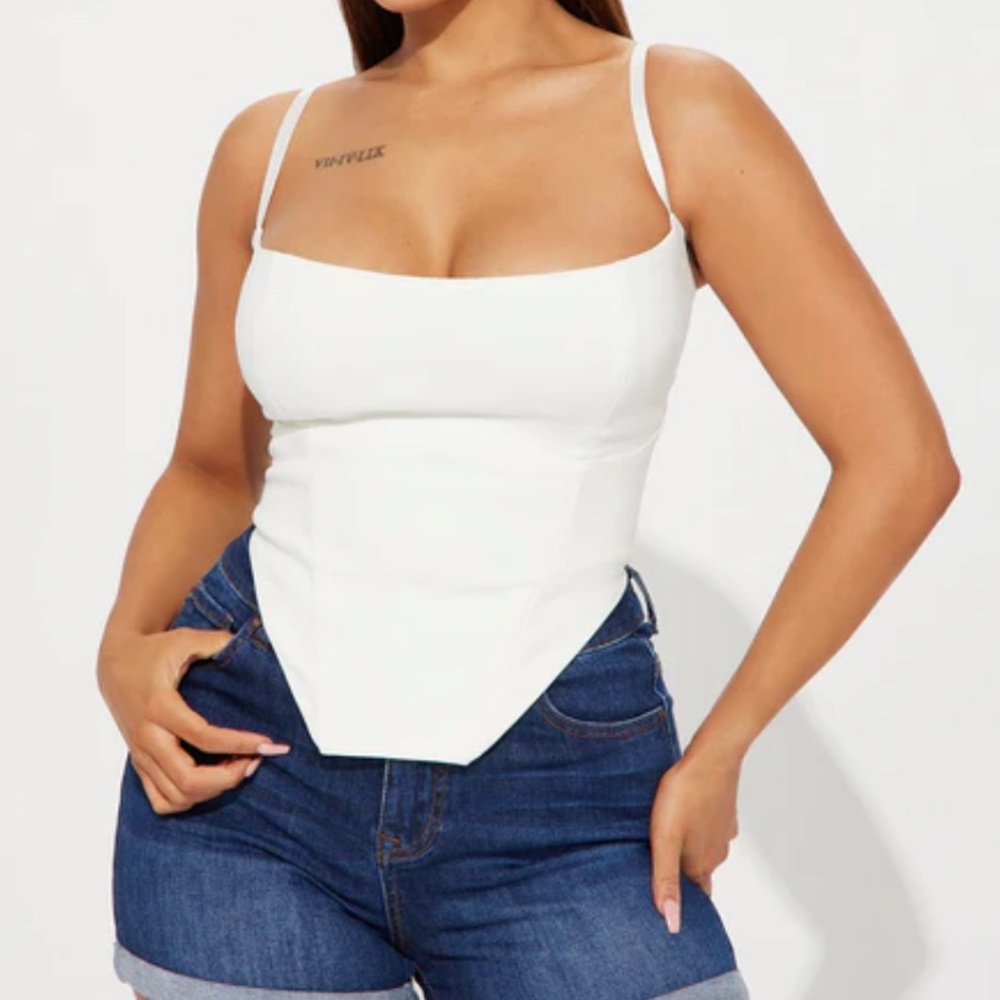 White Corset Tank Top - Sleek Spaghetti Strap